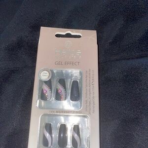 Faux Black Nails with Gems